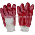 Gants revêtus en PVC rouge recouvert